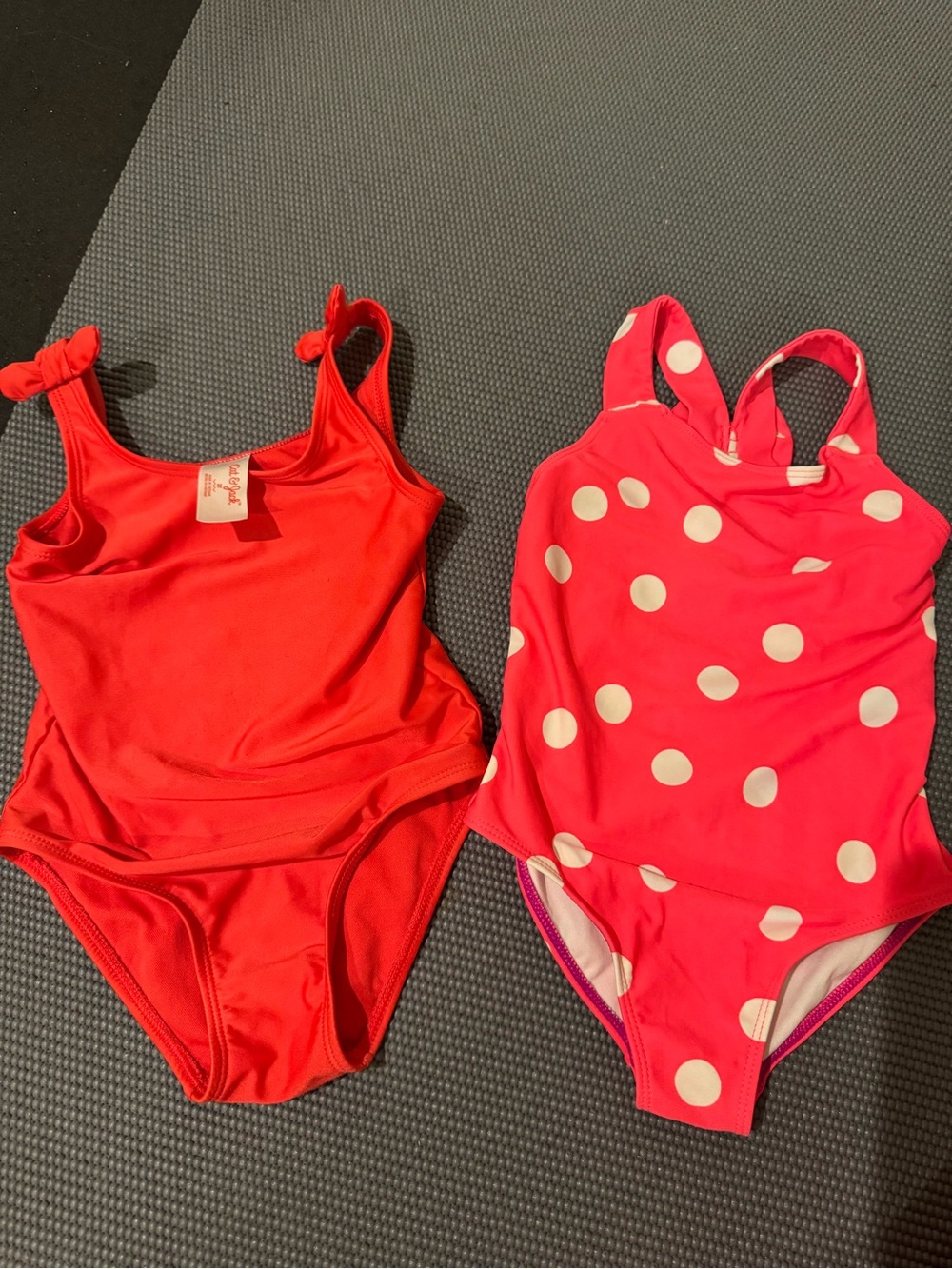 Cat & Jack Girls Red One-Piece Swimsuit Set — Solid & Polka Dot